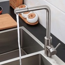 Grifo de cocina inoxidable alto recto con tiron