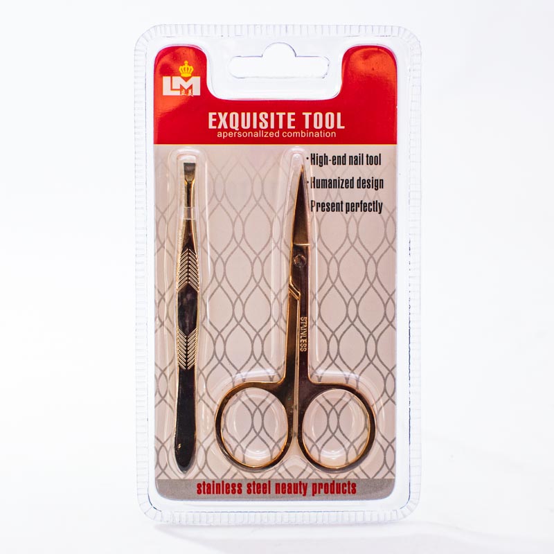 Tijera con pinza de ceja 2pc