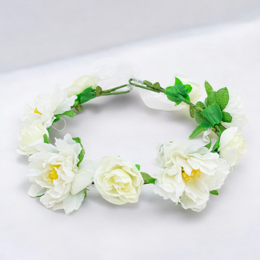 Corona de flores blancas 2 piezas