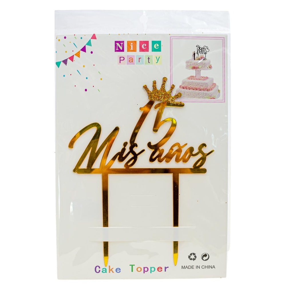 Centro de torta acrílico 15 años