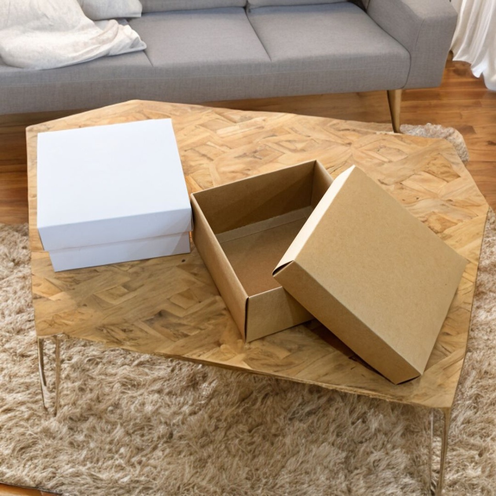 Caja 13*13*6cm en blanco/marrón 12 piezas