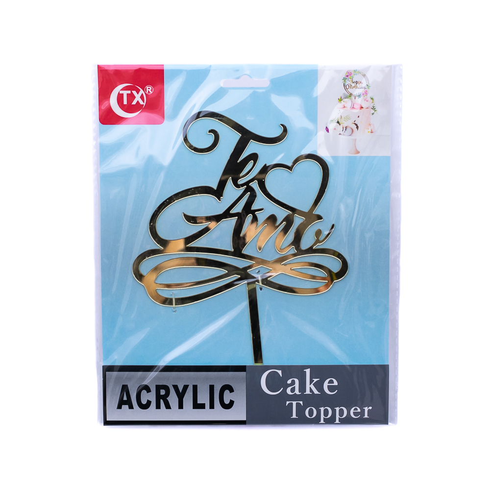 Centro de torta acrílico diseño te amo