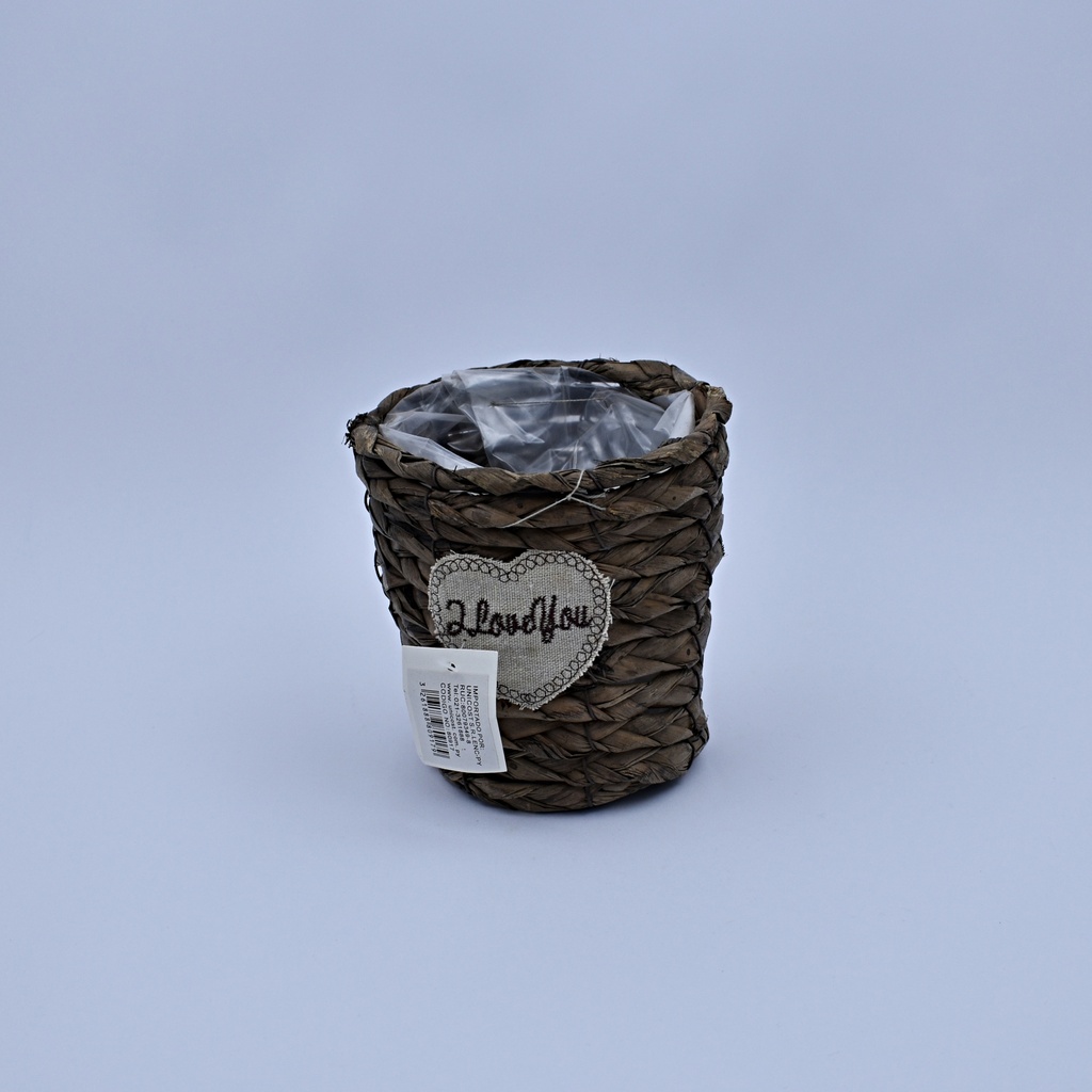 Plantera de mimbre rustico 14*14cm