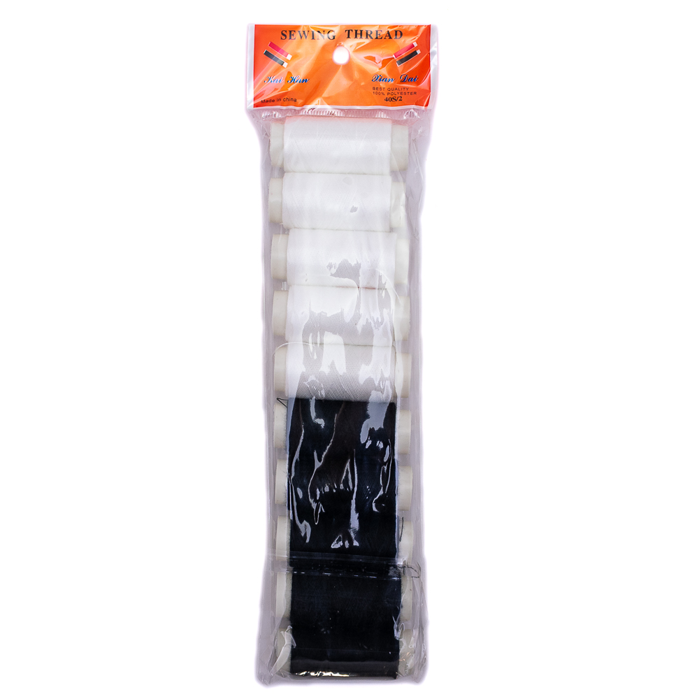 Hilo de coser blanco y negro 10pc