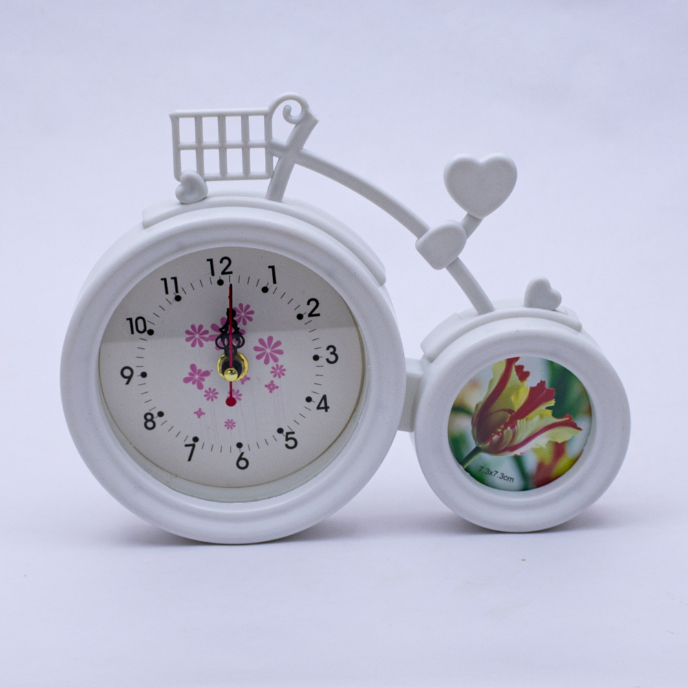Reloj con porta retrato diseño bicicleta