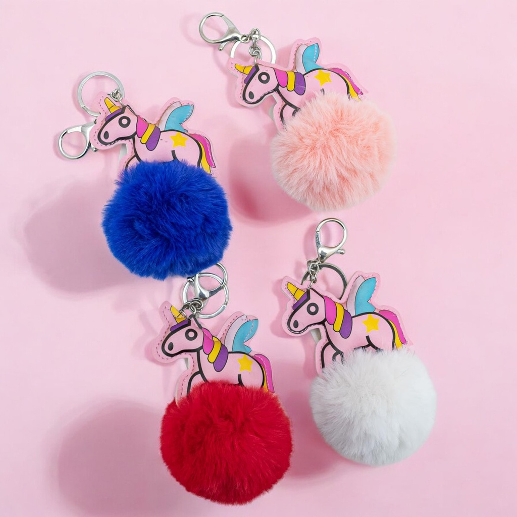 Llavero pompón unicornio