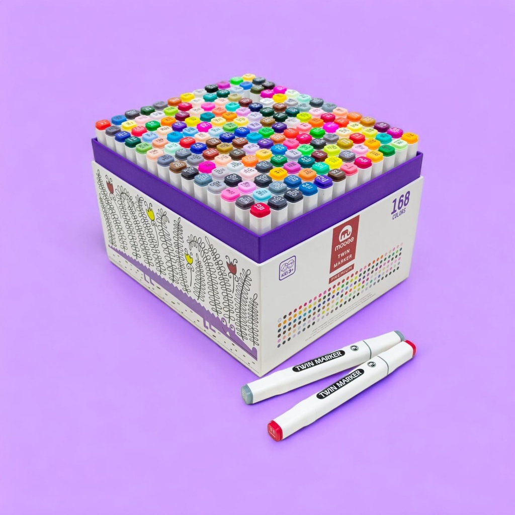 Marcador + pincel con caja MOBEE 168PC twin marker