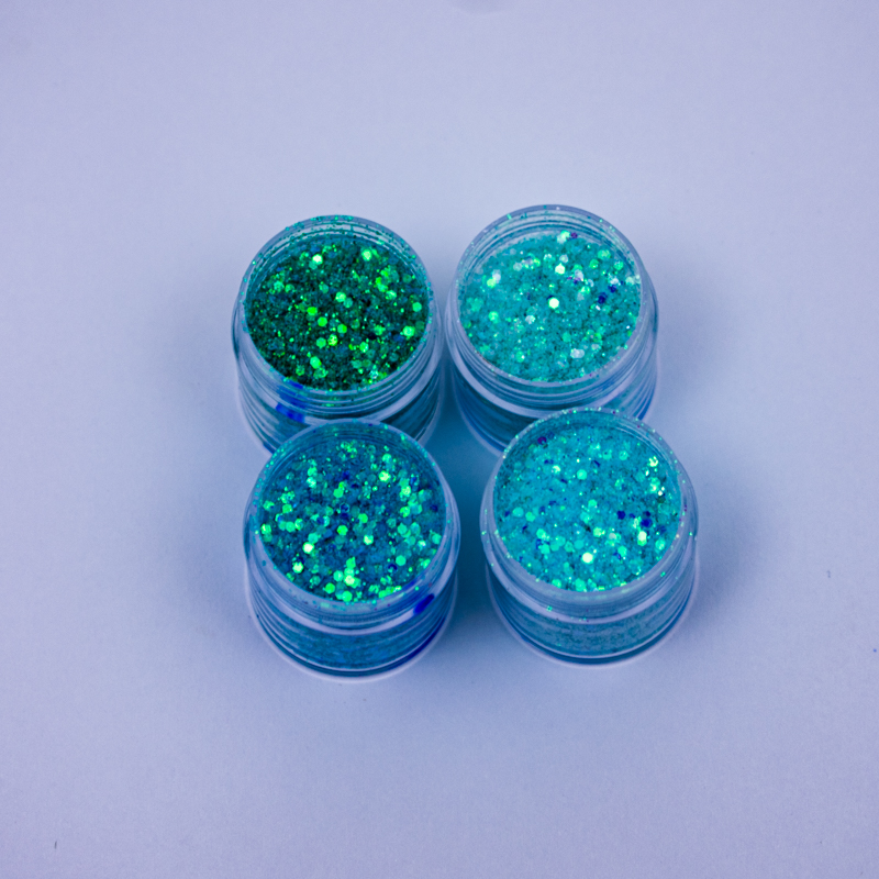 Glitter mix de 4 tonos de turquesa