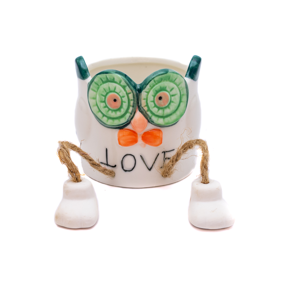 Maceta diseño búho con patitas 7.7*8cm