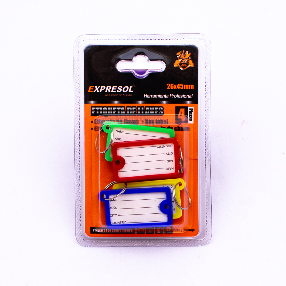 Paquete de llavero con porta nombre 4pc