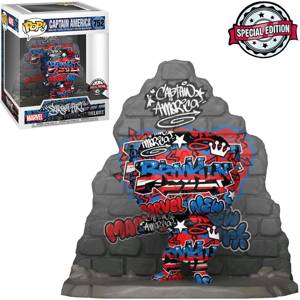 FUNKO POP MARVEL STREET ART EXCLUSIVE - CAPTAIN AMERICA 752 (DELUXE)