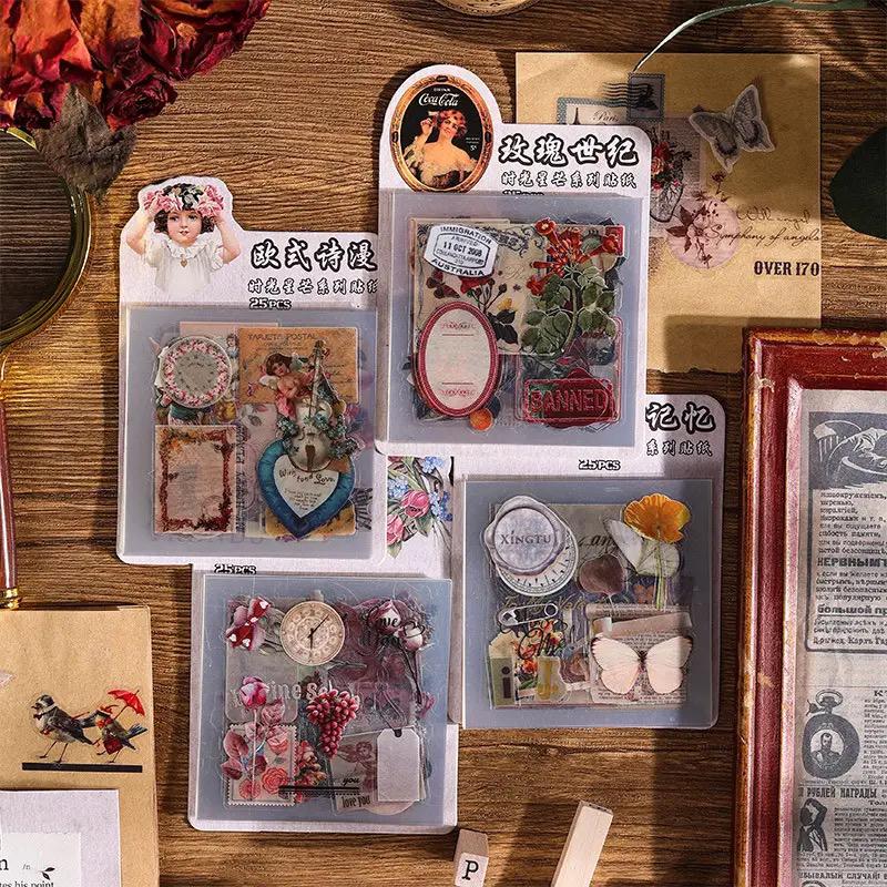 Sticker de flores y frutas pvc 25 piezas