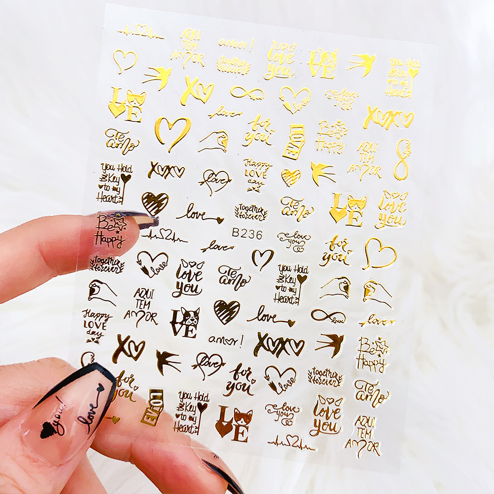 Sticker love color dorado
