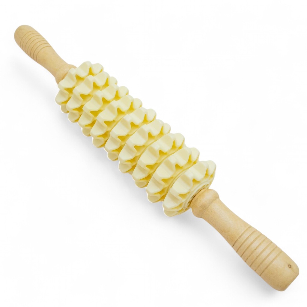 Rodillo masajeador de madera 9 ruedas