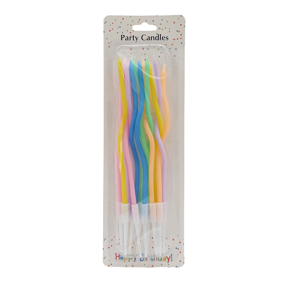 Vela ondulada tono pastel 12 piezas
