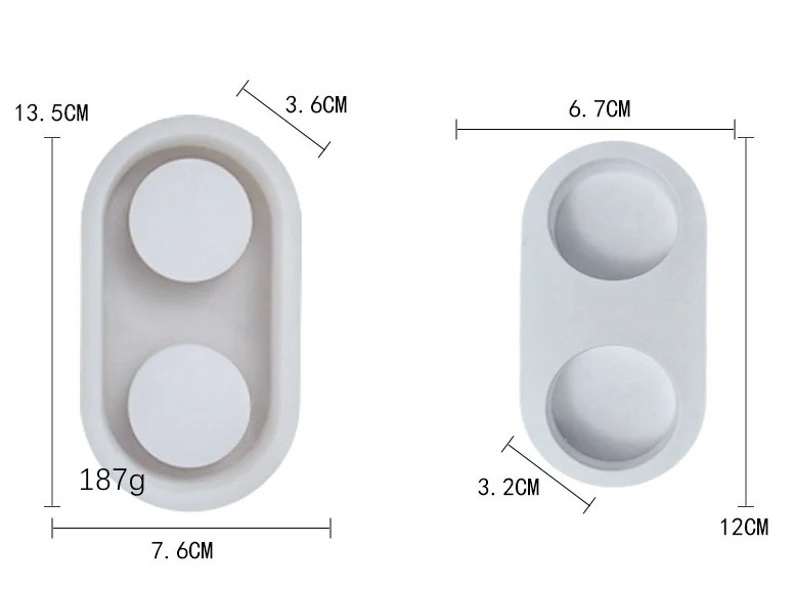 Molde de silicona diseño porta vela 2 orificios 13.5*7.6cm