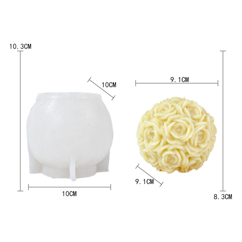 Molde de silicona vela esfera capullo de rosa 10.3*10CM