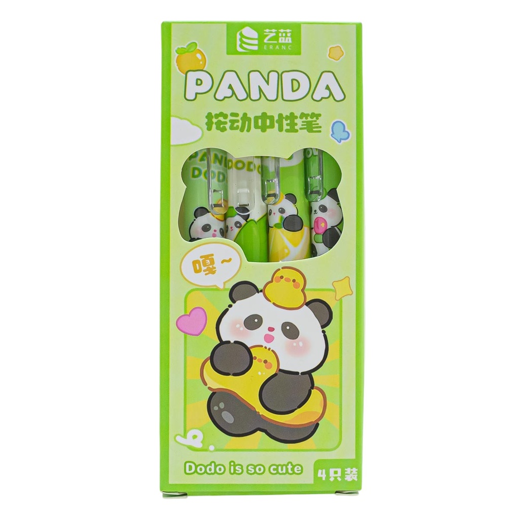 Bolígrafo gel diseño panda 4 piezas