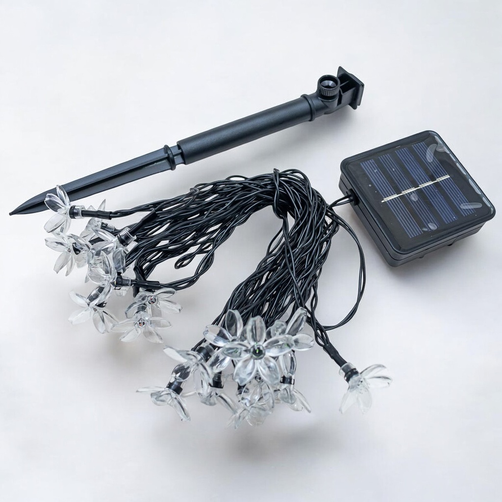 Luz navideño tira solar 5m flor colorido 20L