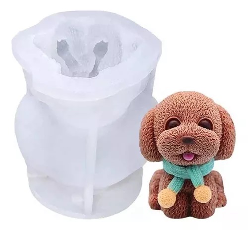 Molde de silicona perro con bufanda 72*65mm