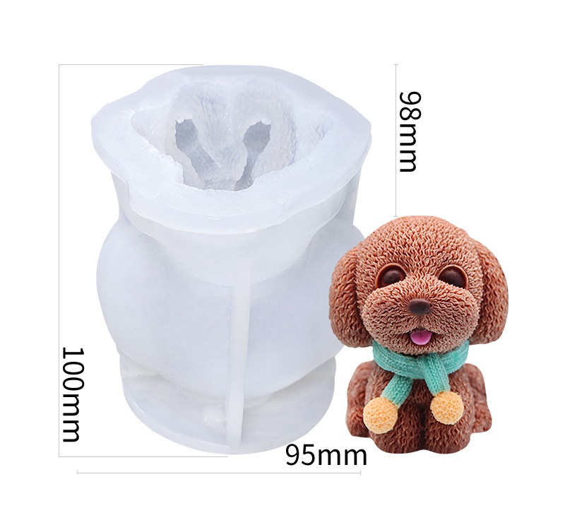 Molde de silicona perro con bufanda 100*98mm