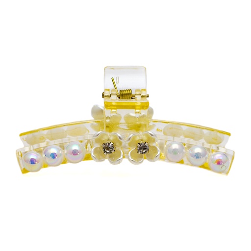 [92443] Pinza con perla y flor 10cm