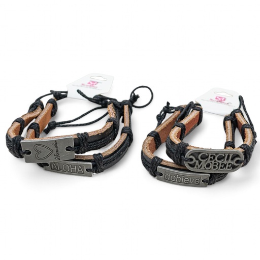[60490] Pulsera de cuero 2 piezas