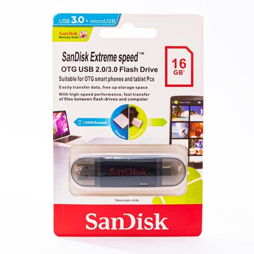 [14182] Pendrive SanDisk 16GB Dual Drive 3.0 Flash Drive