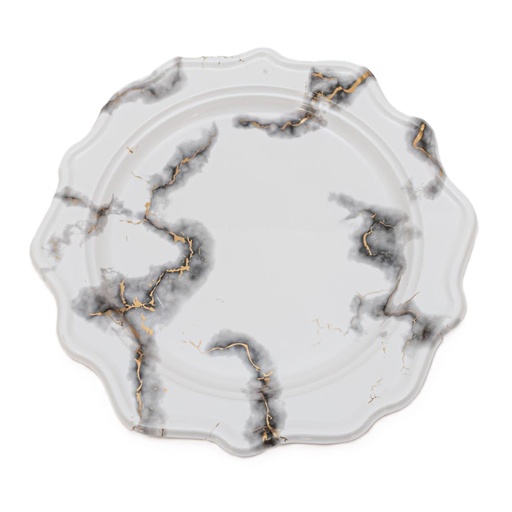 [91422] Plato de plástico reutilizable diseño mármol 25.5cm 6 piezas
