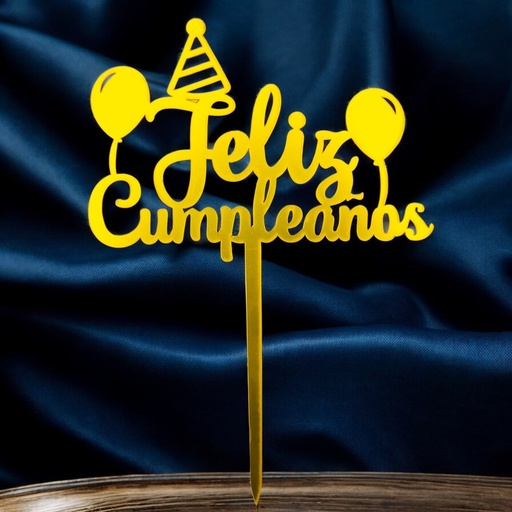 [90460] Centro de torta acrílico diseño feliz cumpleaños