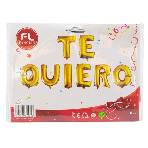 [70346] Globo letra TE QUIERO dorado y plateado