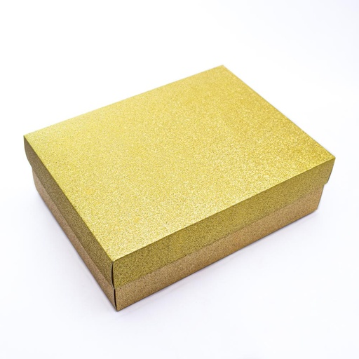 [91996] Caja 30*23*9cm con purpurina dorado 12 piezas