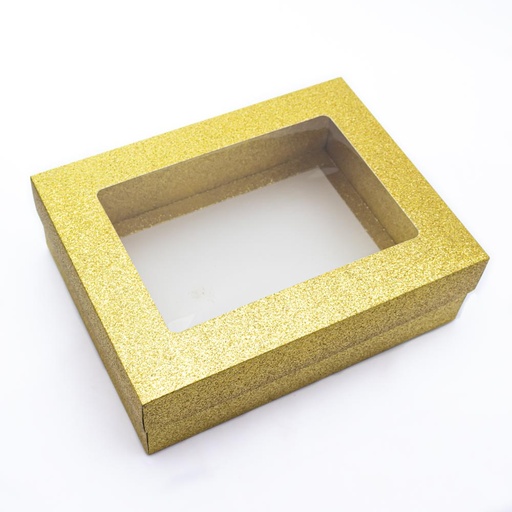[91997] Caja 26*20*8cm con purpurina dorado 12 piezas