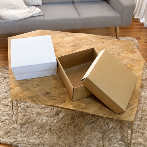[90165] Caja 13*13*6cm en blanco/marrón 12 piezas