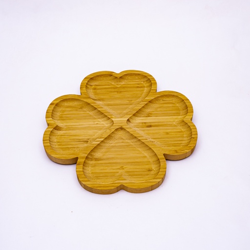 [92416] Bandeja de bambú 4 corazones 28*28*1.7cm