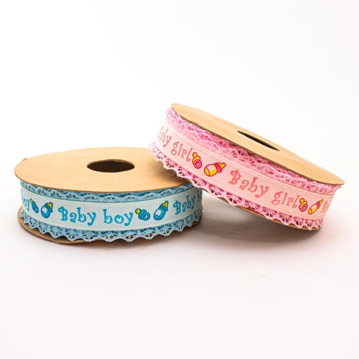 [71344] Cinta baby shower con encaje 2.5cm