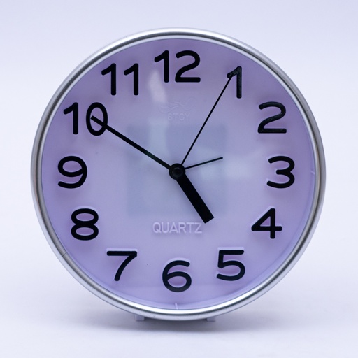 [80338] Reloj redondo con borde color plata