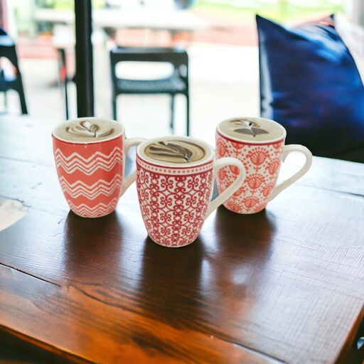 [60635] Taza con detalles rojo 8*10cm