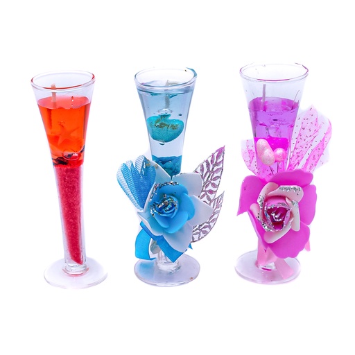 [64918] Vela copa gelatina con tull & flor 15cm