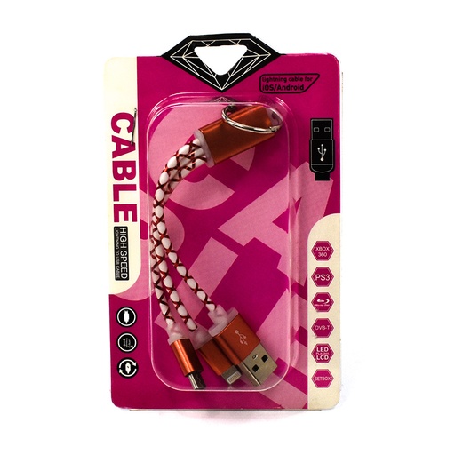 [70284] Cable cargador tipo llavero doble cabezal
