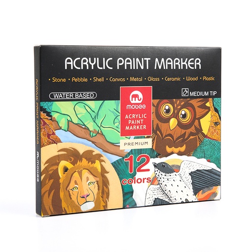 [P-966B12] Pincel a presión acrylic paint marker MOBEE 12 piezas