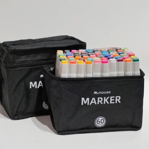 [92223] Marcador + pincel marker con estuche MOBEE 60pc