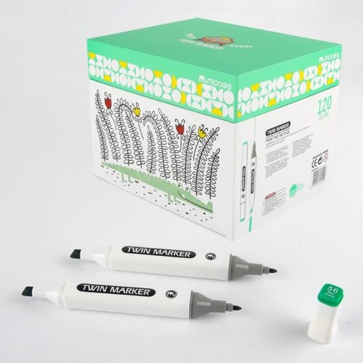 [P-1651120] Marcador + pincel con caja MOBEE 120pc twin marker