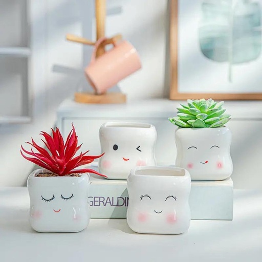 [99181] Maceta diseño carita 9*9cm