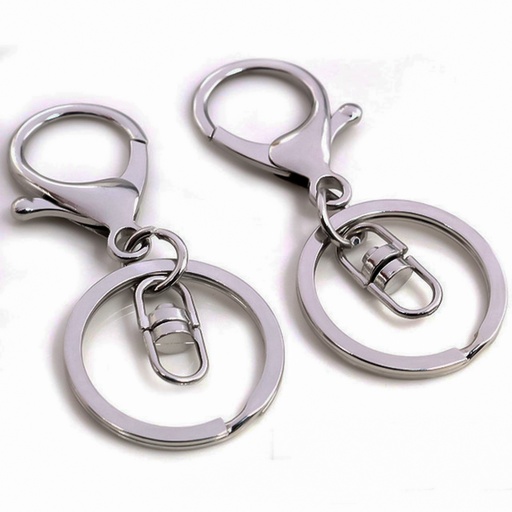 [DY142] Accesorio llavero con gancho plateado 5pc