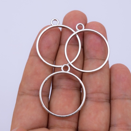 [DY150] Dije redondo en plateado 5PC