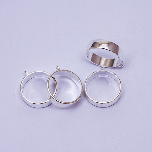 [DY164] Dije redondo en plateado (ancho) 2.5cm 5pc