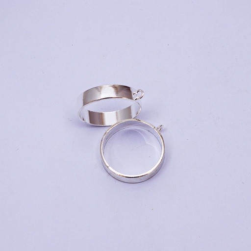 [DY166] Dije redondo en plateado (ancho) 3cm 5pc