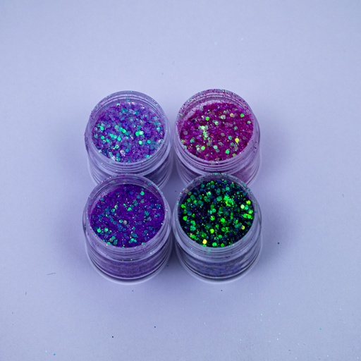 [DY131] Glitter mix de 4 tonos de rosa y verde