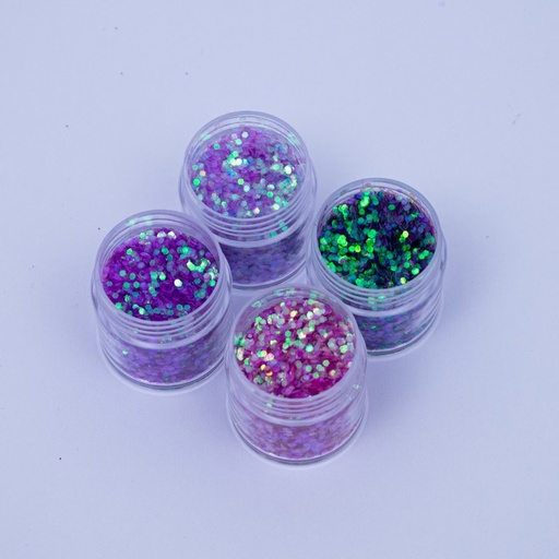[DY132] Glitter mix de 4 tonos de lila y verde
